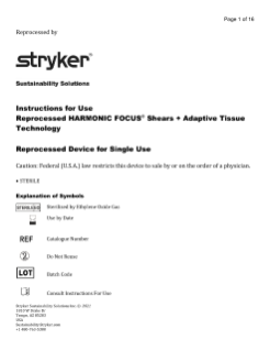 Reprocessed HARMONIC FOCUS Shears + Adaptive Tissue Technology